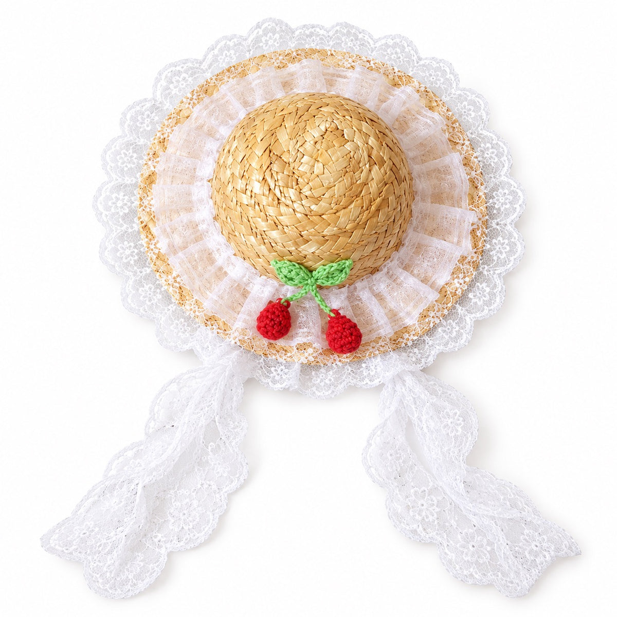 Daisy & Cherry Hat for Photos - Cherry Lace