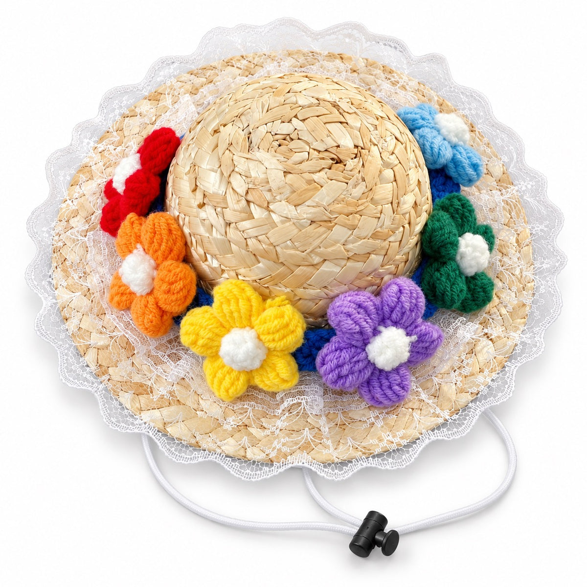 Crochet Flower Hat for Photos - Rainbow Flowers