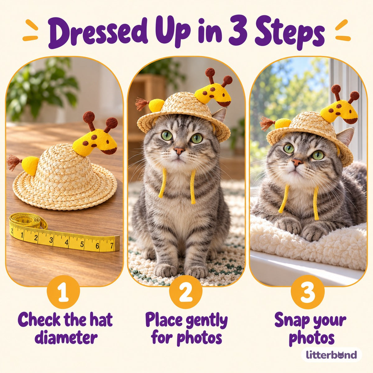 Plush Straw Hat for Photos - how to put it on