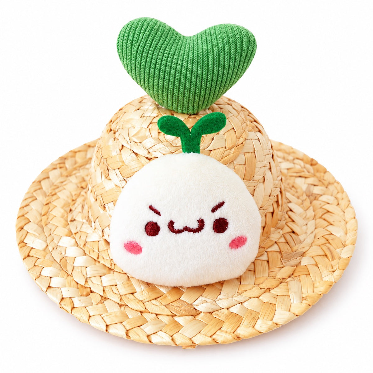Plush Straw Hat for Photos - Green Heart Radish