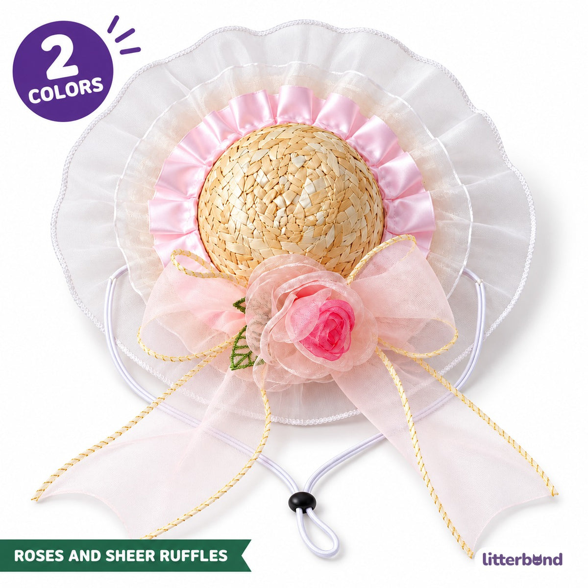 Rose Ruffle Straw Hat for Photos