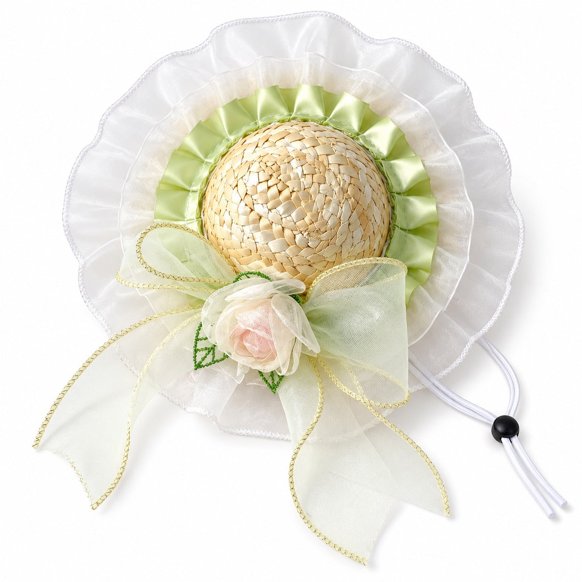 Rose Ruffle Straw Hat for Photos - Sage Rose