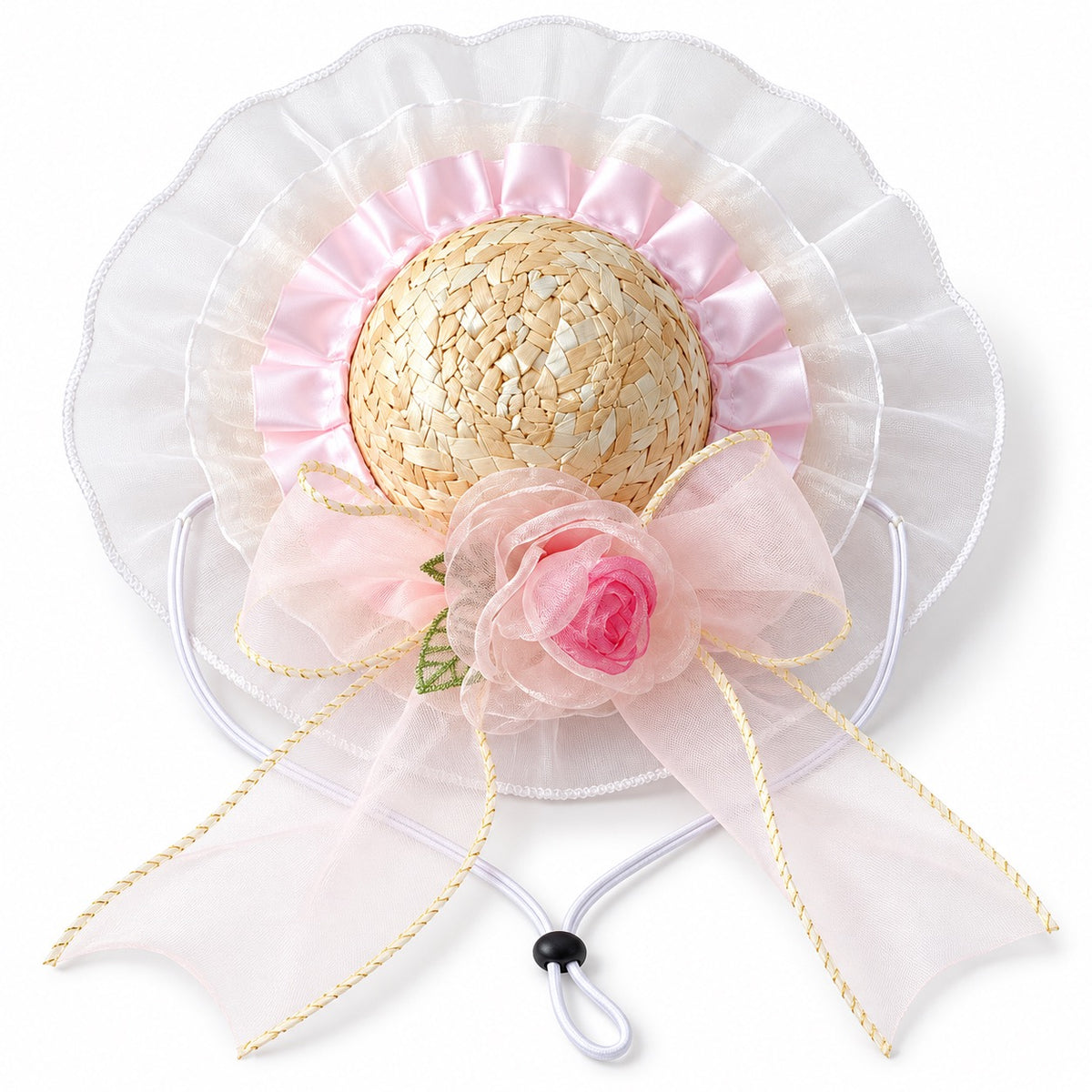 Rose Ruffle Straw Hat for Photos - Blush Rose