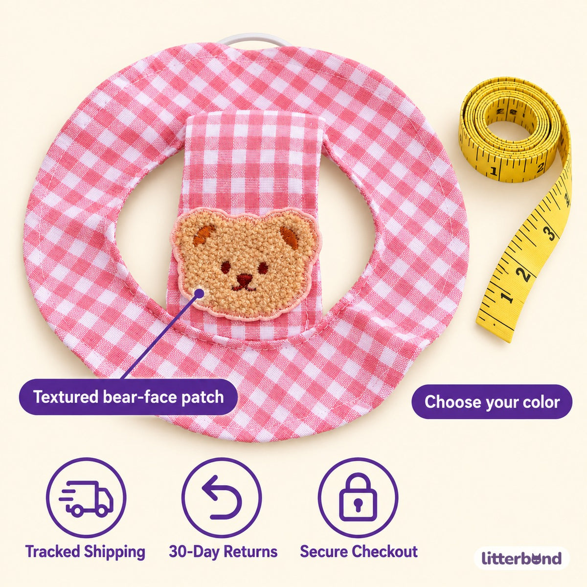 Gingham Bear Hat for Photos - size and details