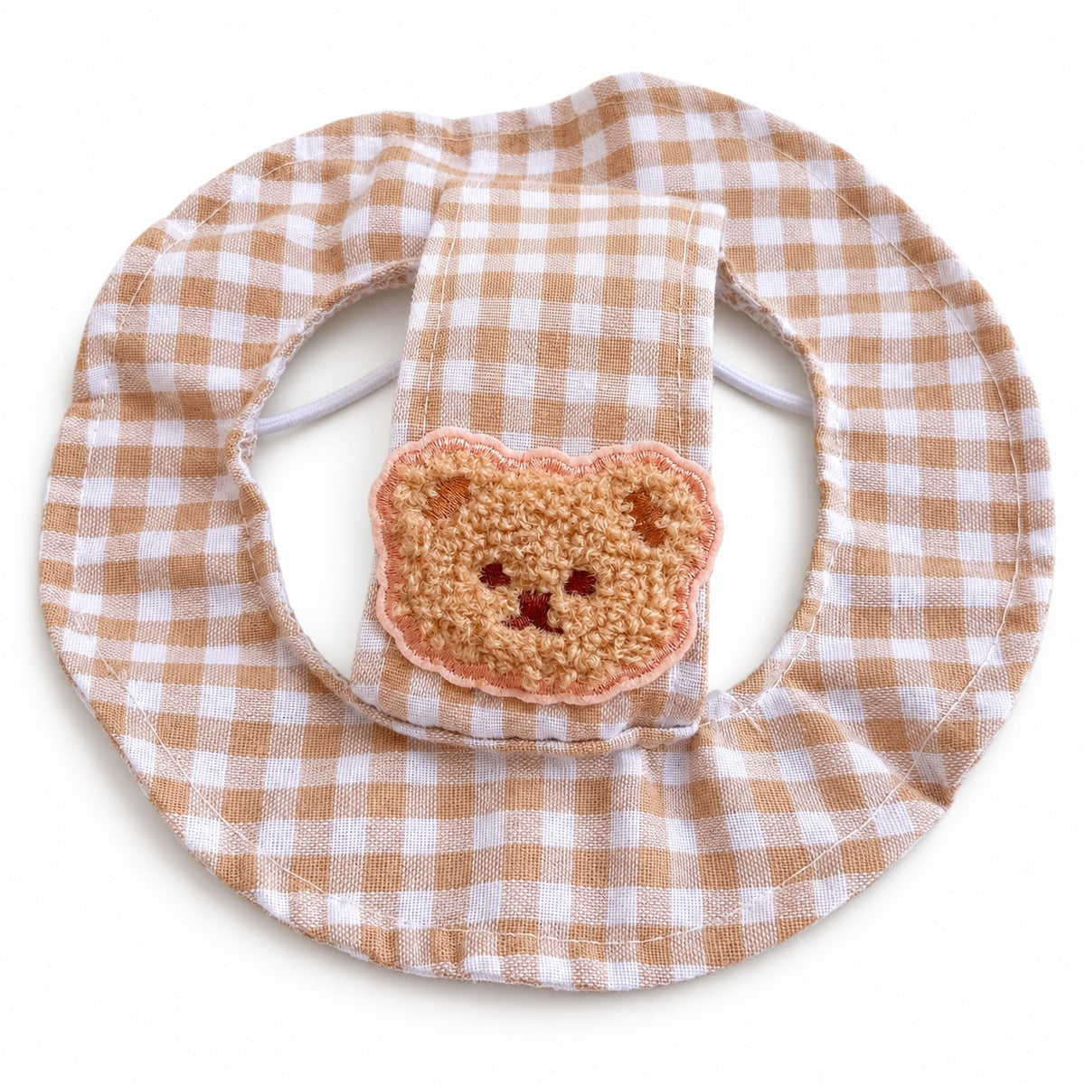 Gingham Bear Hat for Photos - Beige Gingham