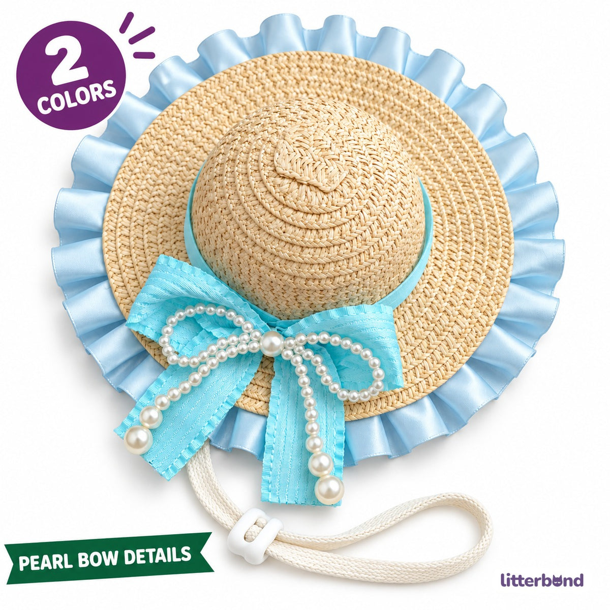 Pearl-Bow Ruffle Hat for Photos