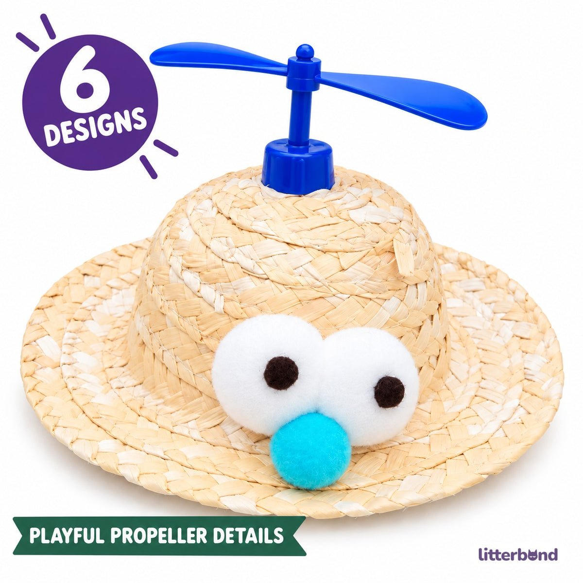 Plush Propeller Straw Hat for Photos