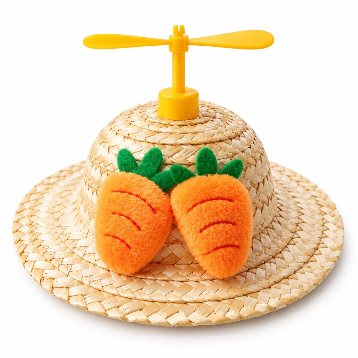 Plush Propeller Straw Hat for Photos - Carrot Pair