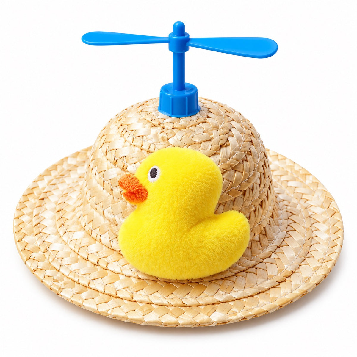 Plush Propeller Straw Hat for Photos - Yellow Duck