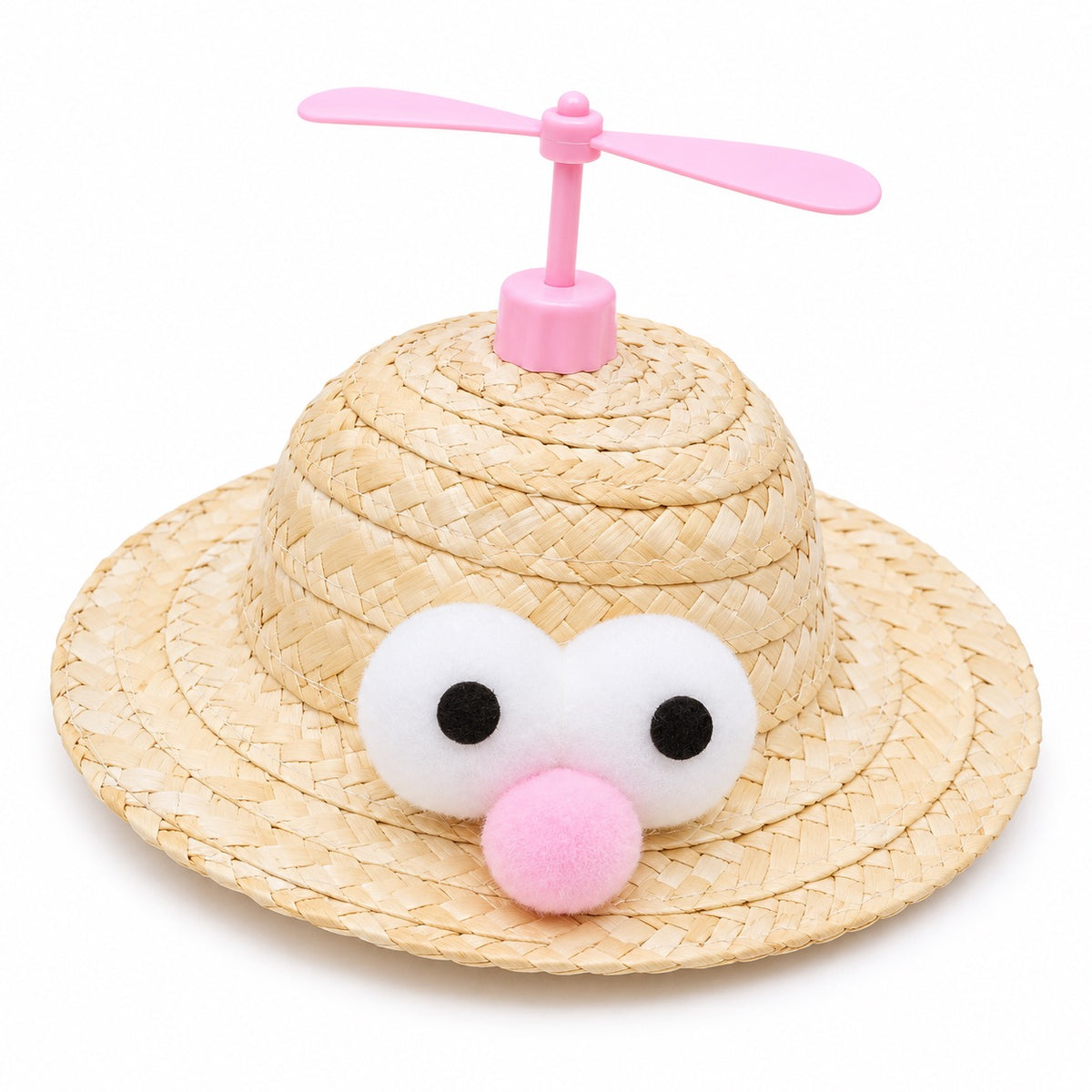 Plush Propeller Straw Hat for Photos - Pink Propeller Eyes