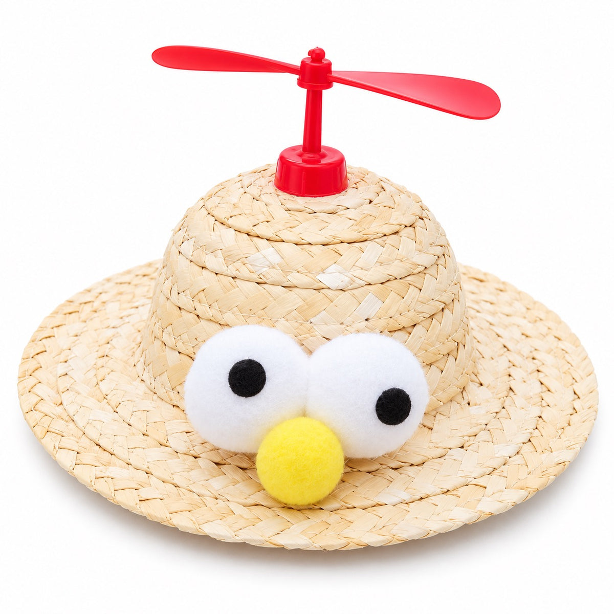 Plush Propeller Straw Hat for Photos - Red Propeller Eyes