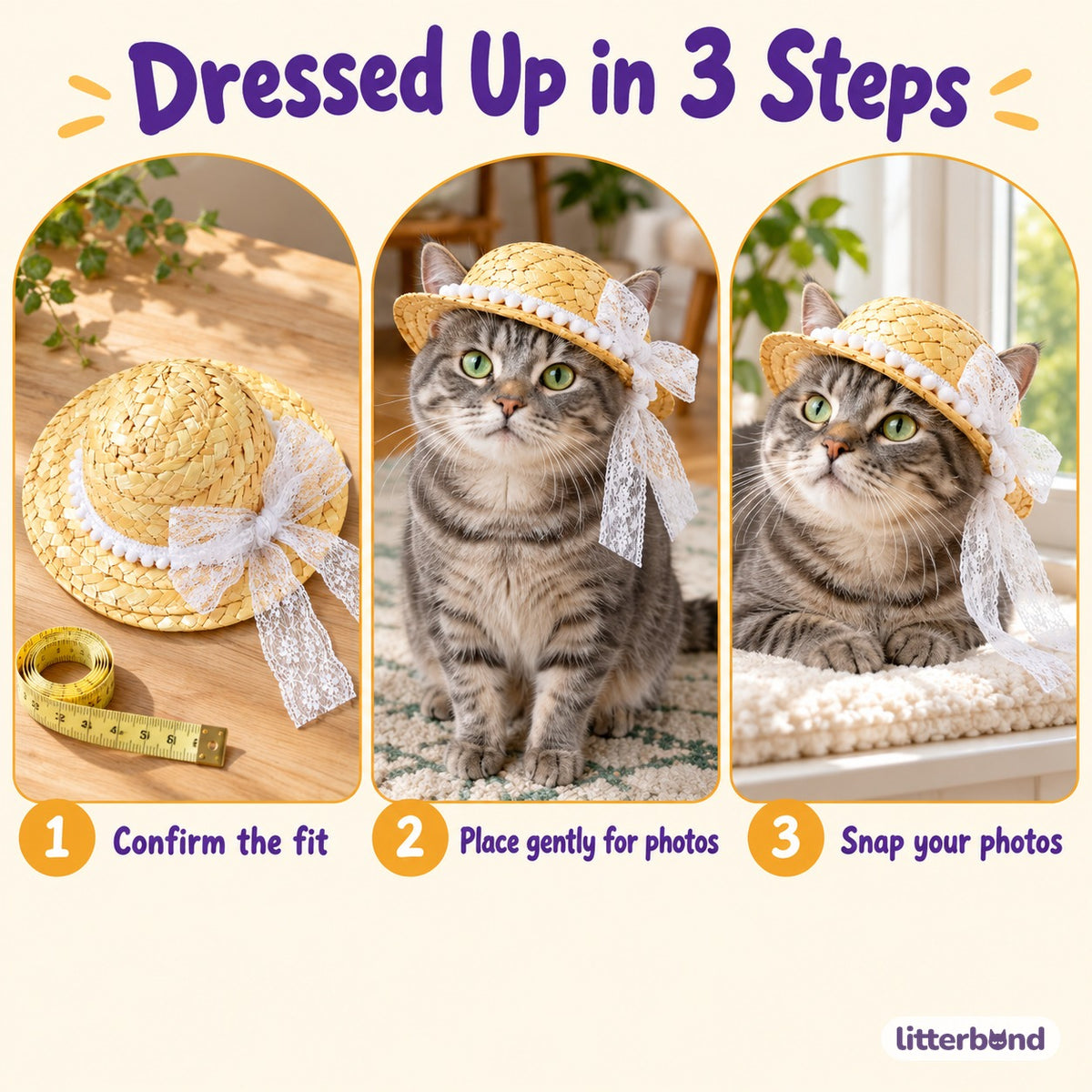 Lace & Rose Photo Hat - how to put it on