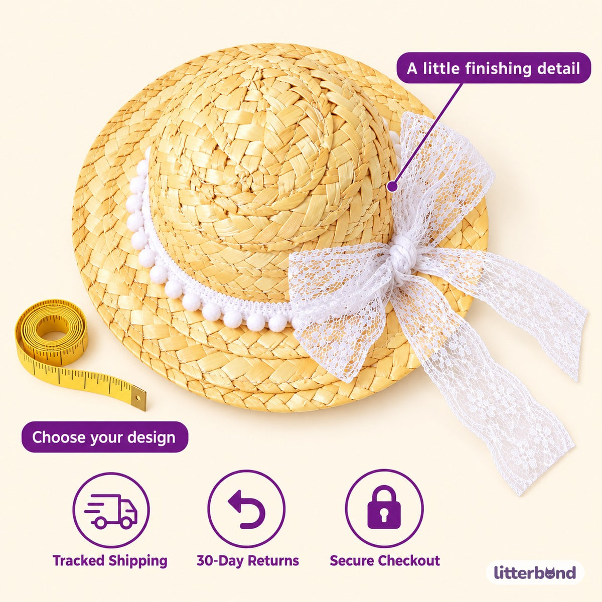 Lace & Rose Photo Hat - size and details