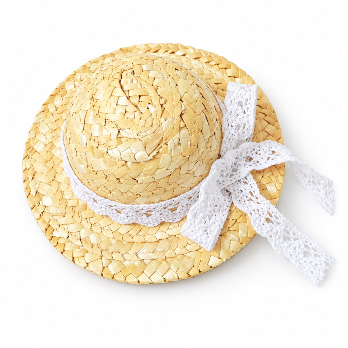 Lace & Rose Photo Hat - White Cotton Lace Bow