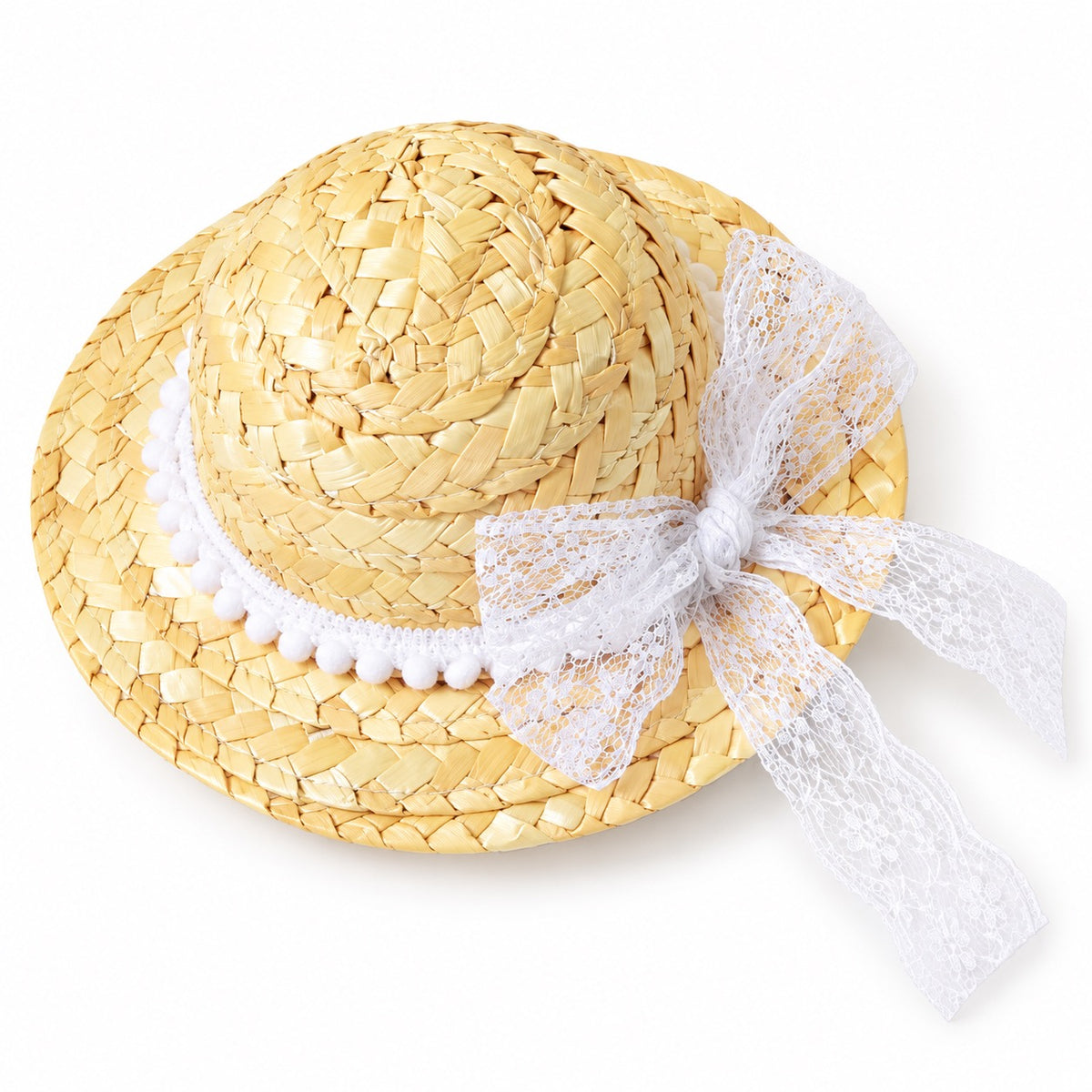 Lace & Rose Photo Hat - White Lace Bow