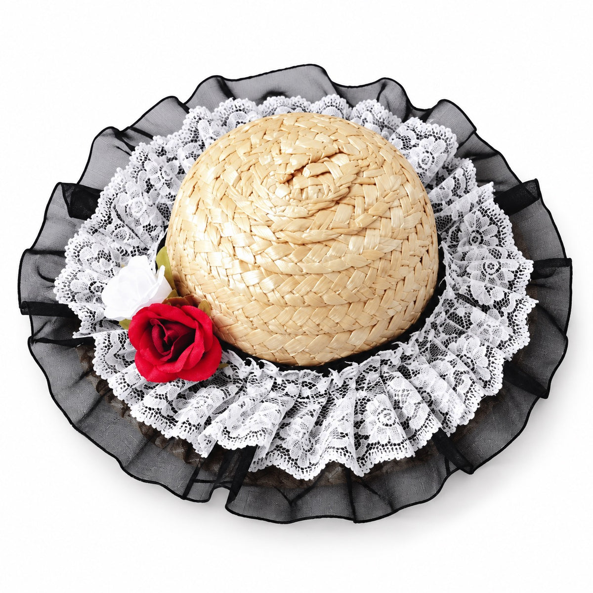 Lace & Rose Photo Hat - White Lace Rose