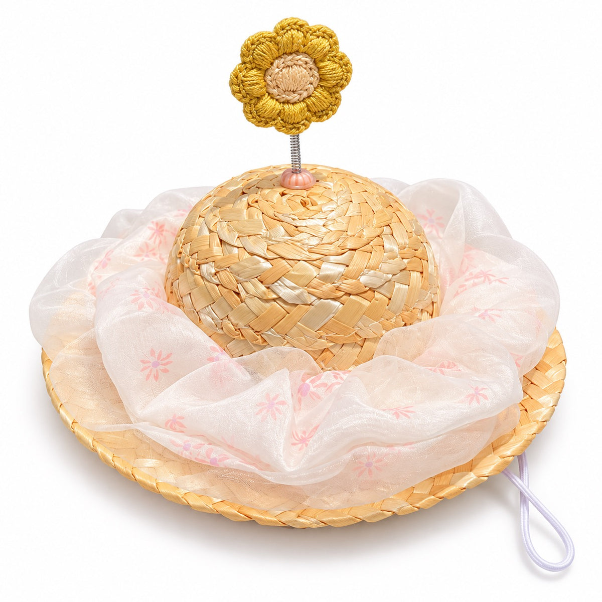 Organza Flower Hat for Photos - Ivory Daisy