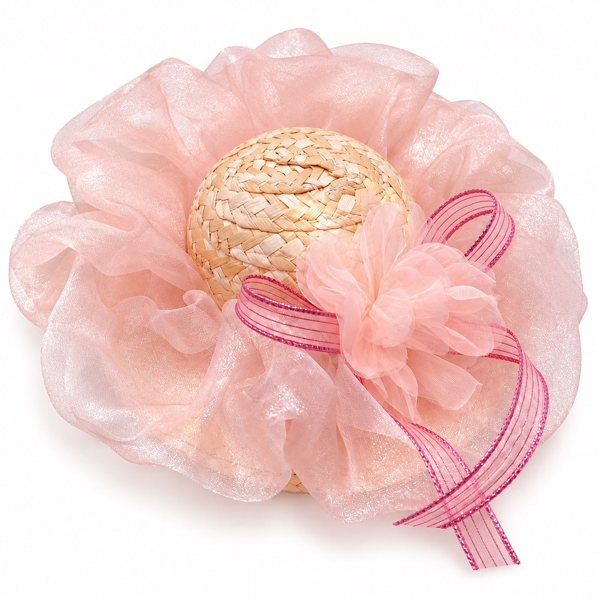 Organza Flower Hat for Photos - Pink Blossom
