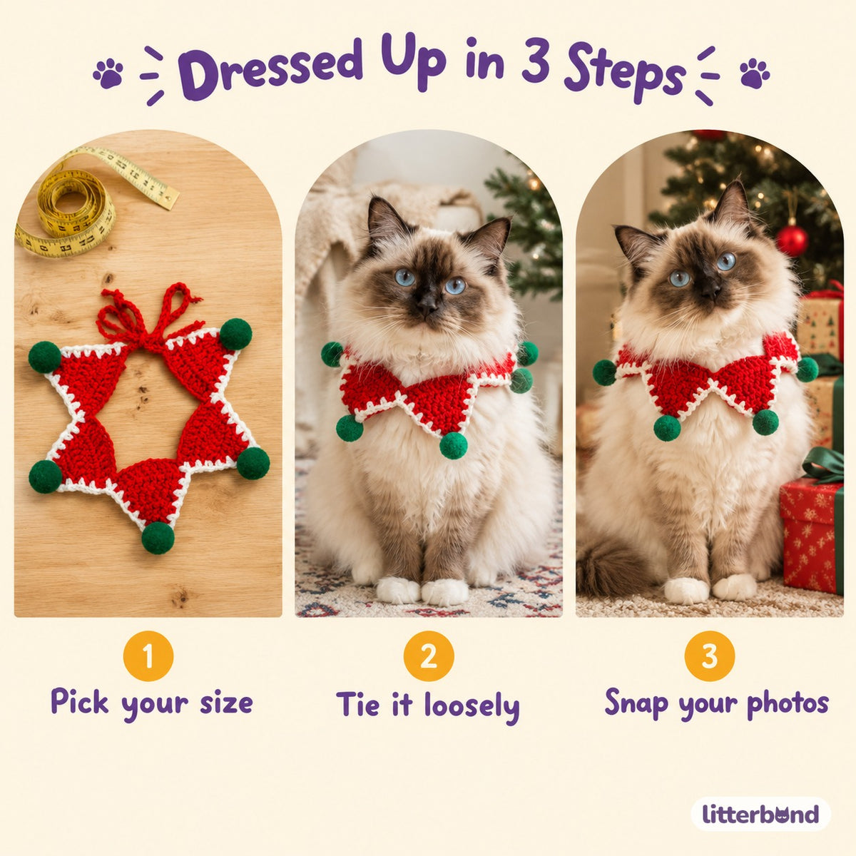 Five-Point Star Crochet Collar - how to put it on