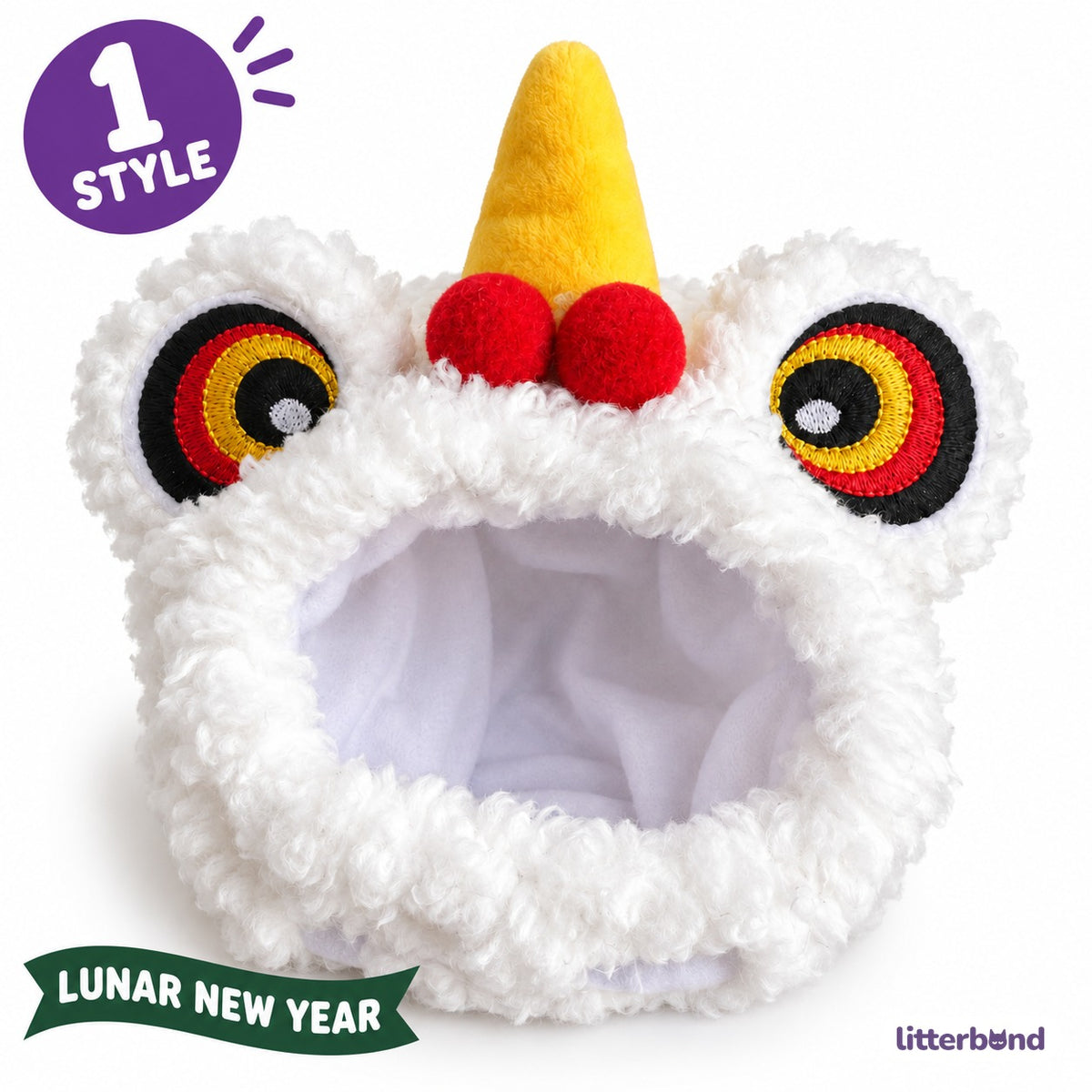 White Lion Dance Hat for Photos