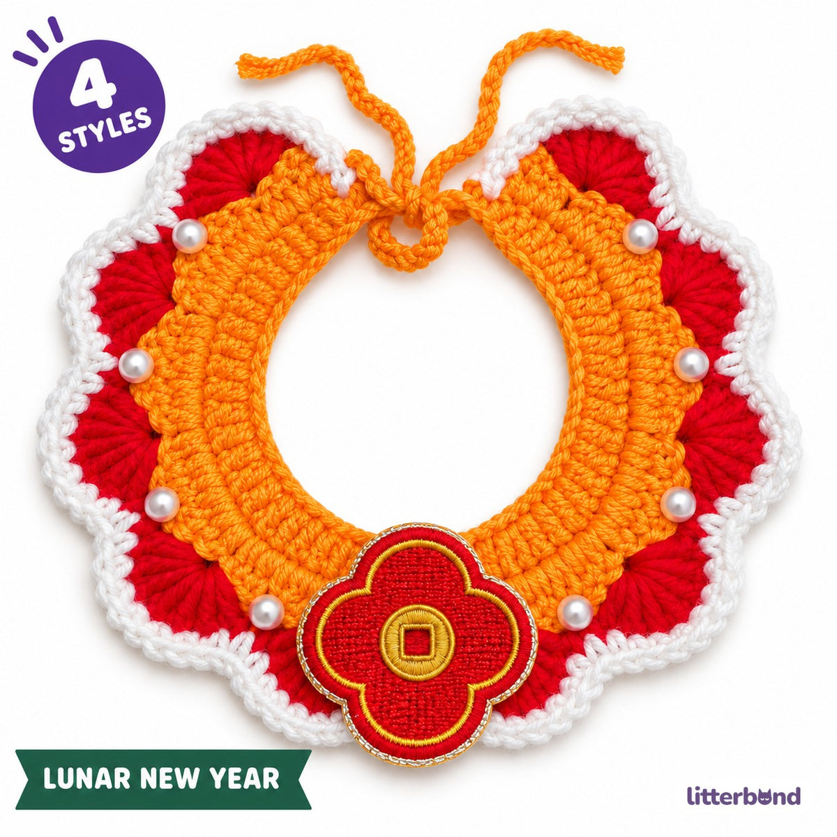 Pearl-Trim Bib for New Year Photos