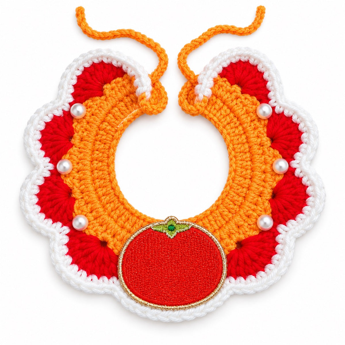 Pearl-Trim Bib for New Year Photos - Persimmon Patch