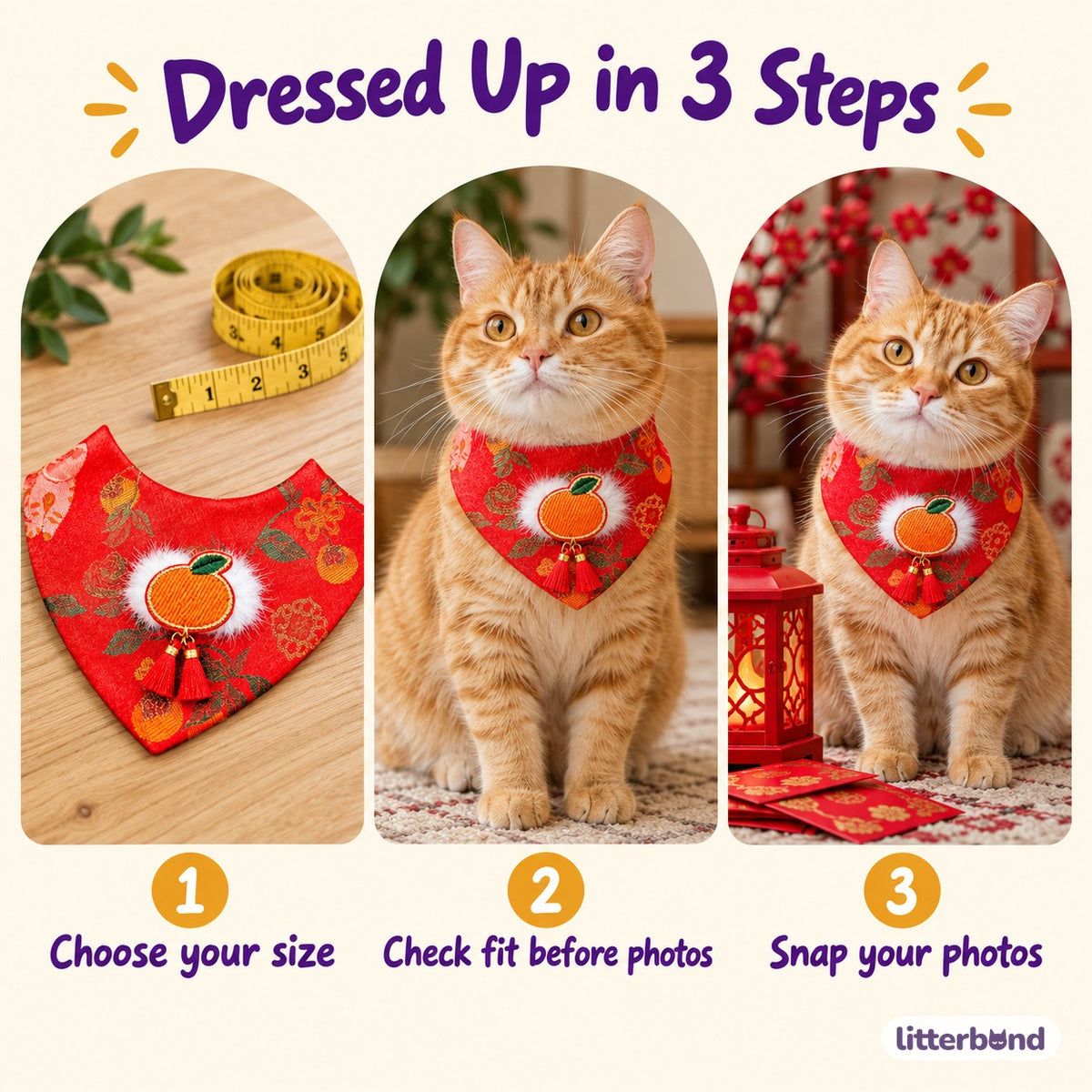 Brocade Tassel Bib for Festive Photos - how to put it on