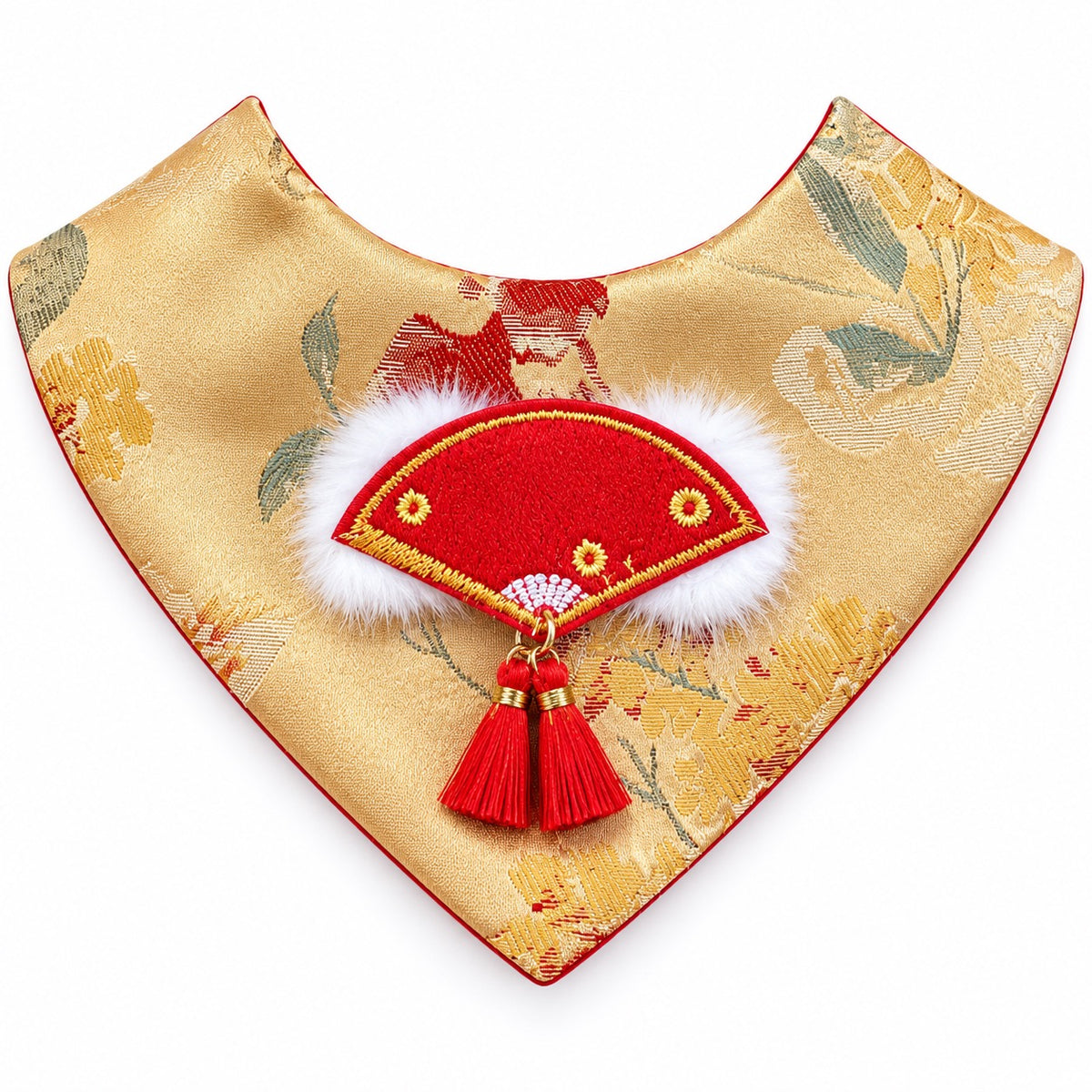 Brocade Tassel Bib for Festive Photos - Gold Festive Fan