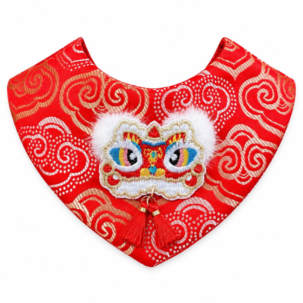 Brocade Tassel Bib for Festive Photos - Red Lion Dance