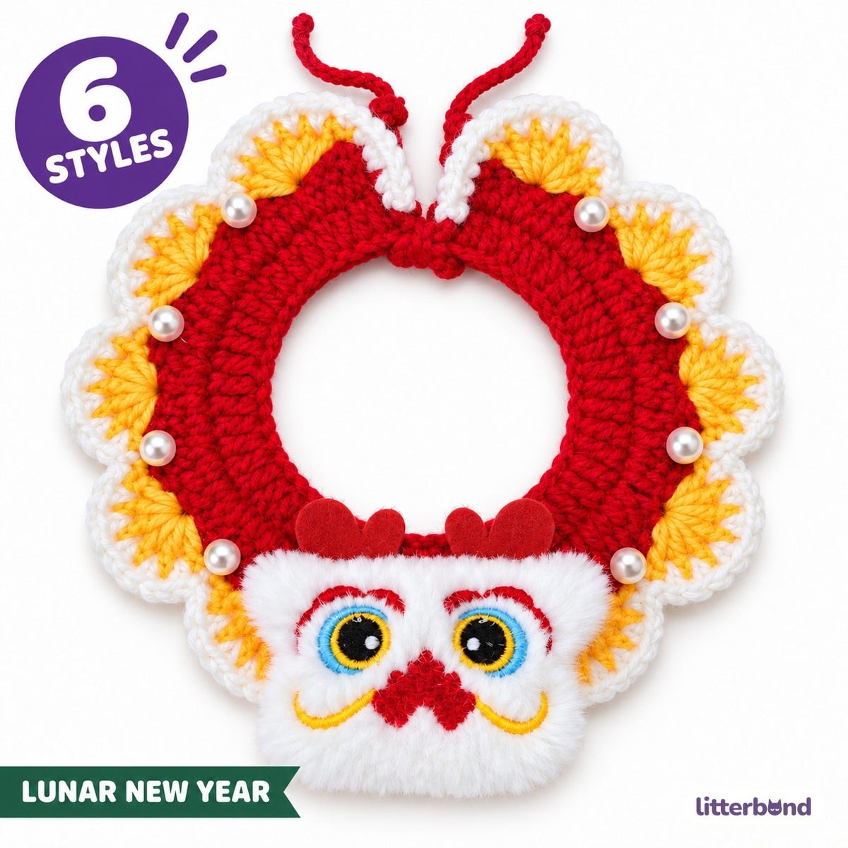 Pearl-Trim Crochet Collar for Festive Photos