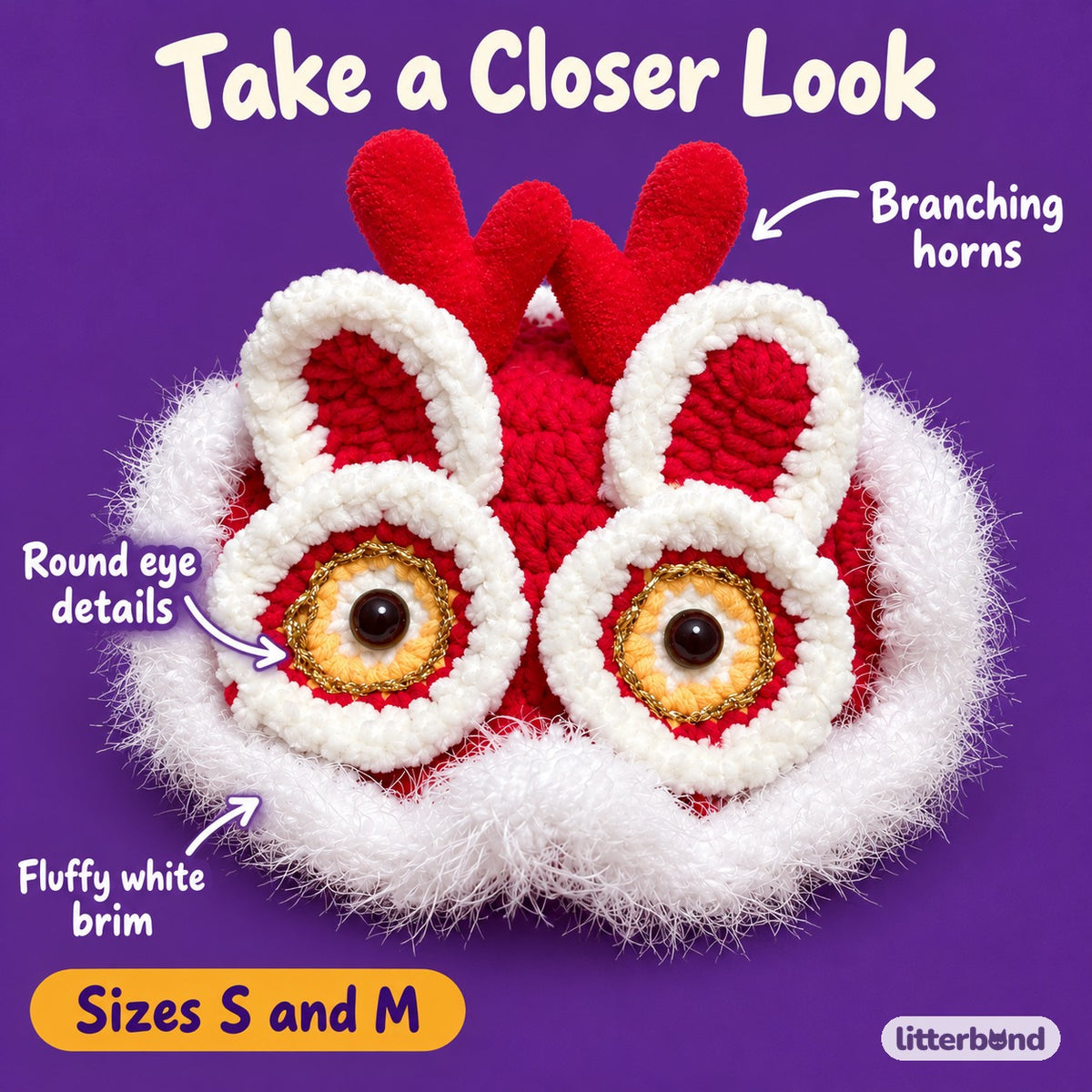 Dragon Horn Hat for Photos - close-up details