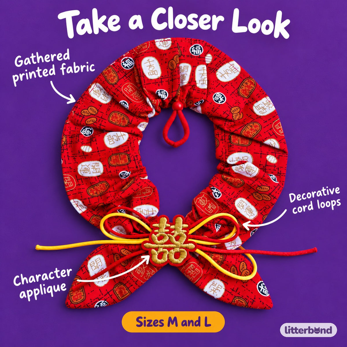 Crimson Ruffle Collar for Photos - close-up details