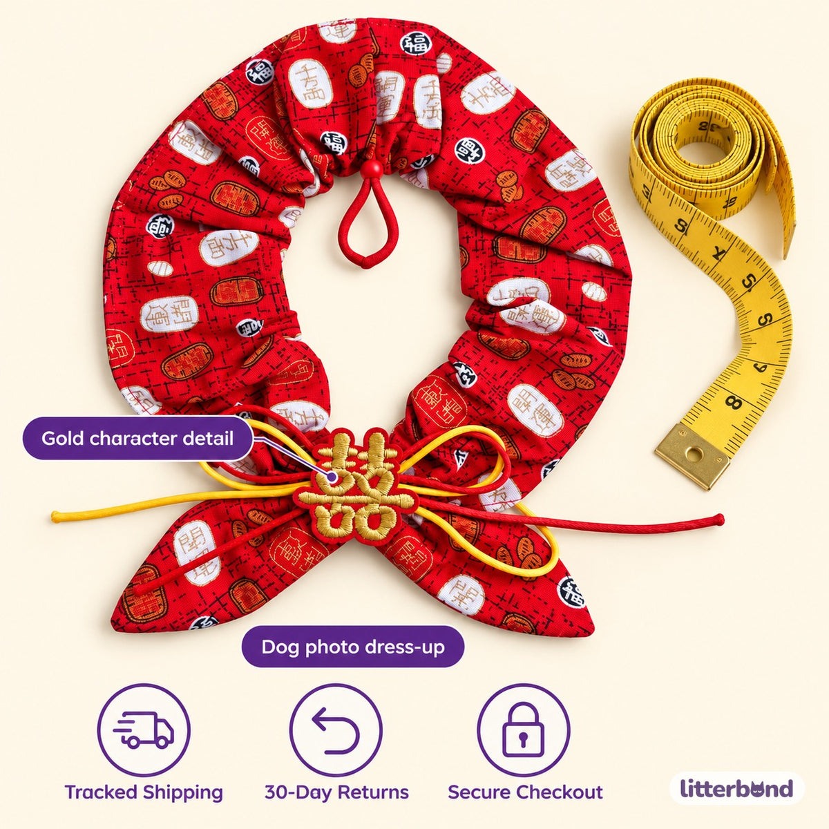 Crimson Ruffle Collar for Photos - size and details