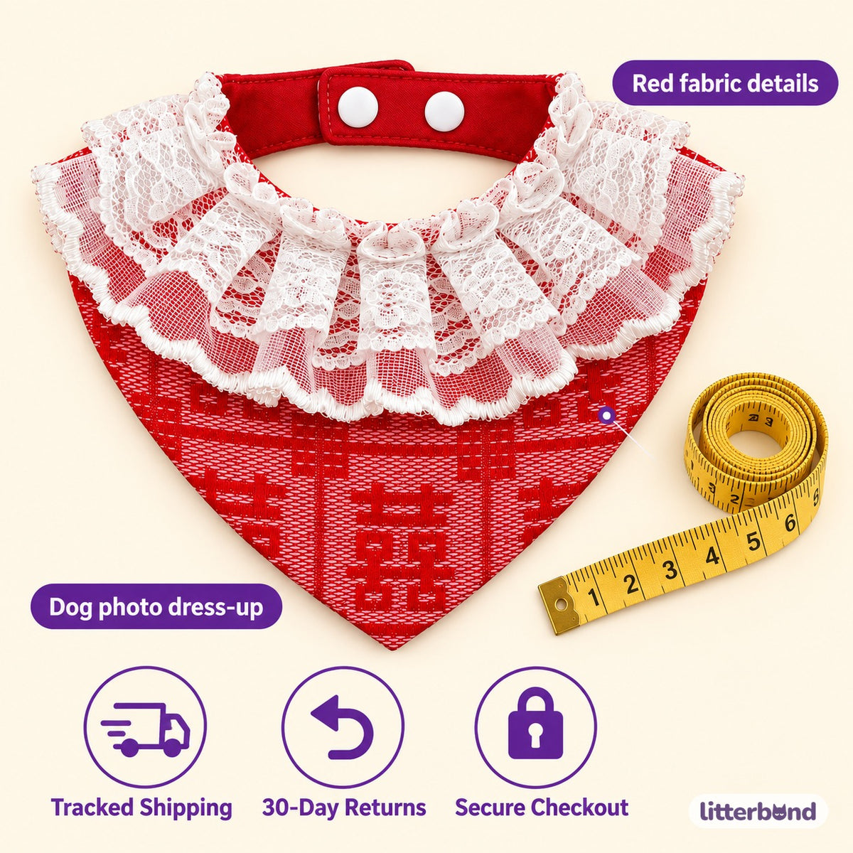 Red Collars for Wedding Photos - size and details