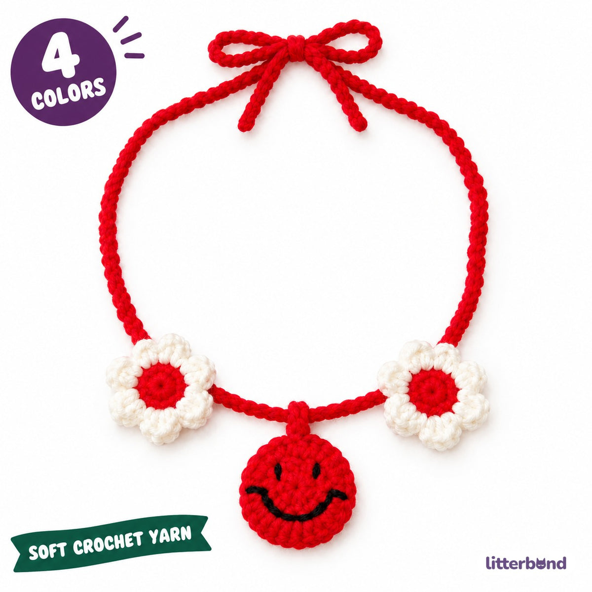 Daisy Happy Face Crochet Collar