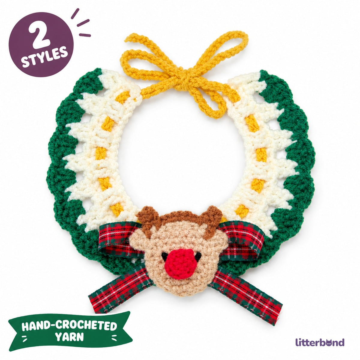 Reindeer & Snowman Crochet Collar