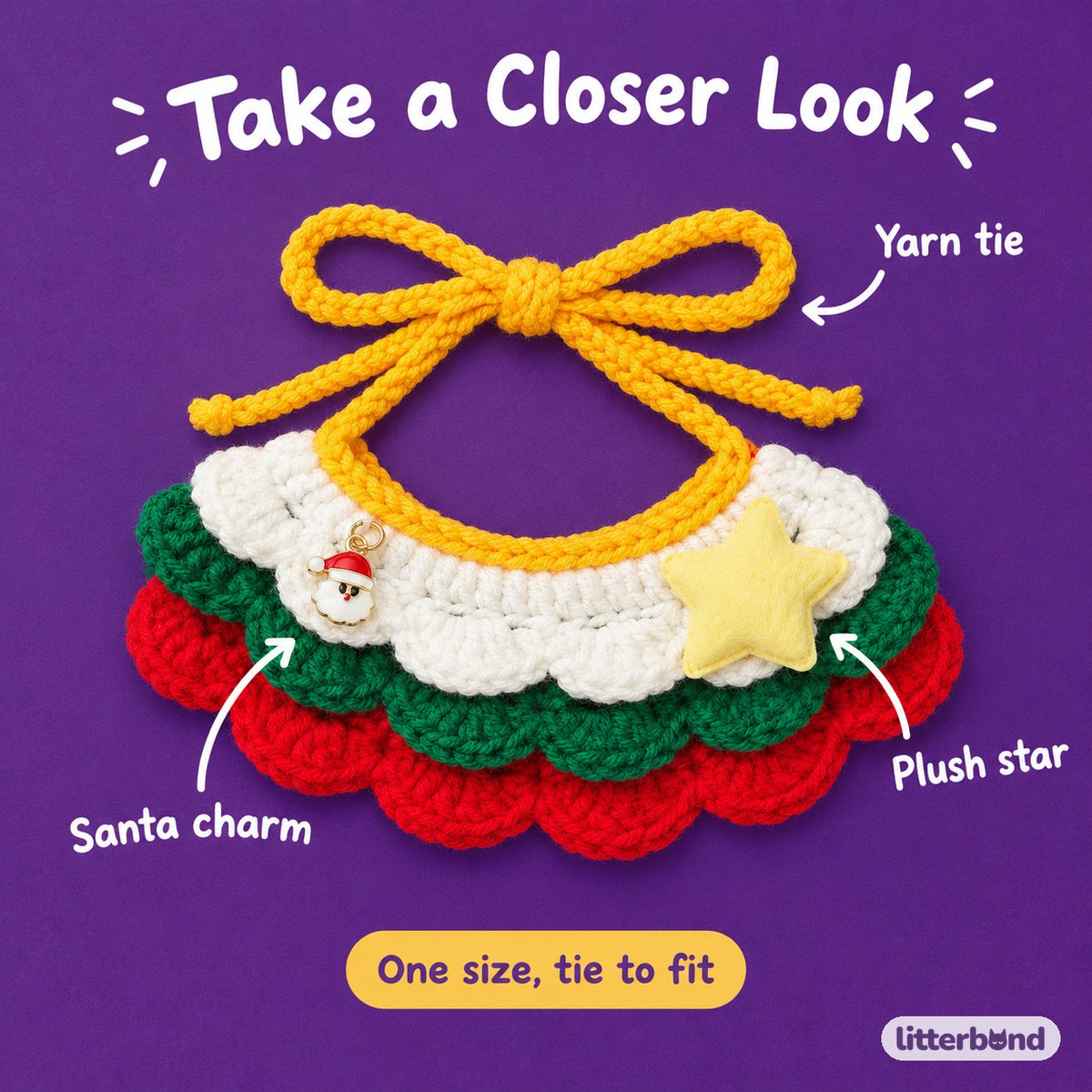 Three-Tier Ruffle Star Collar - close-up details