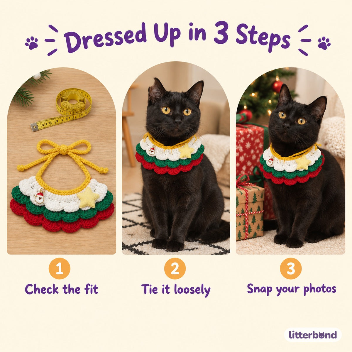 Three-Tier Ruffle Star Collar - how to put it on