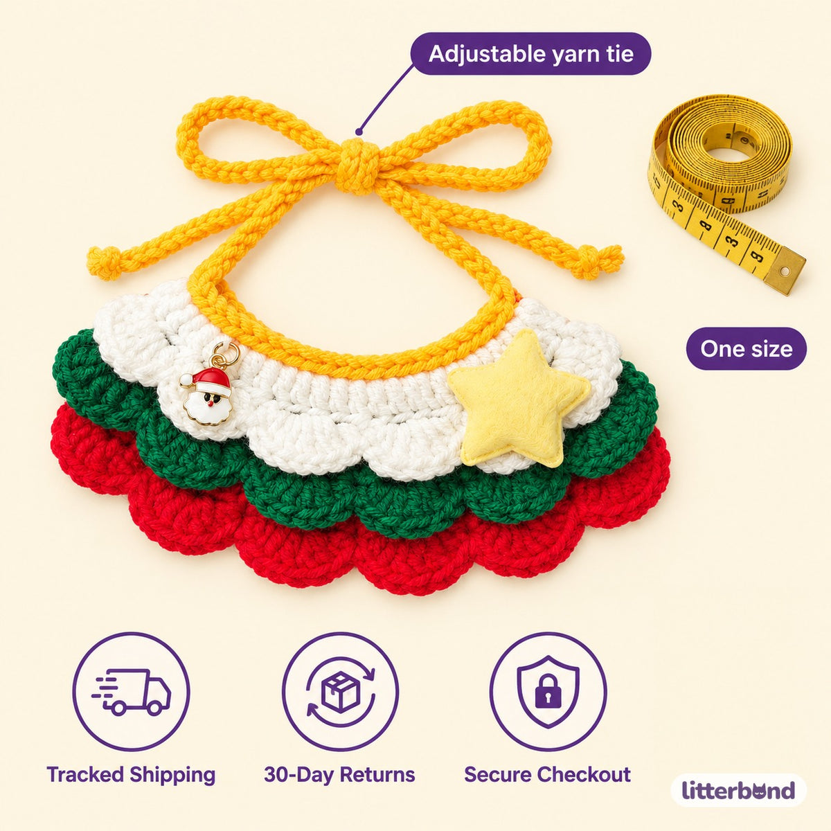 Three-Tier Ruffle Star Collar - size and details