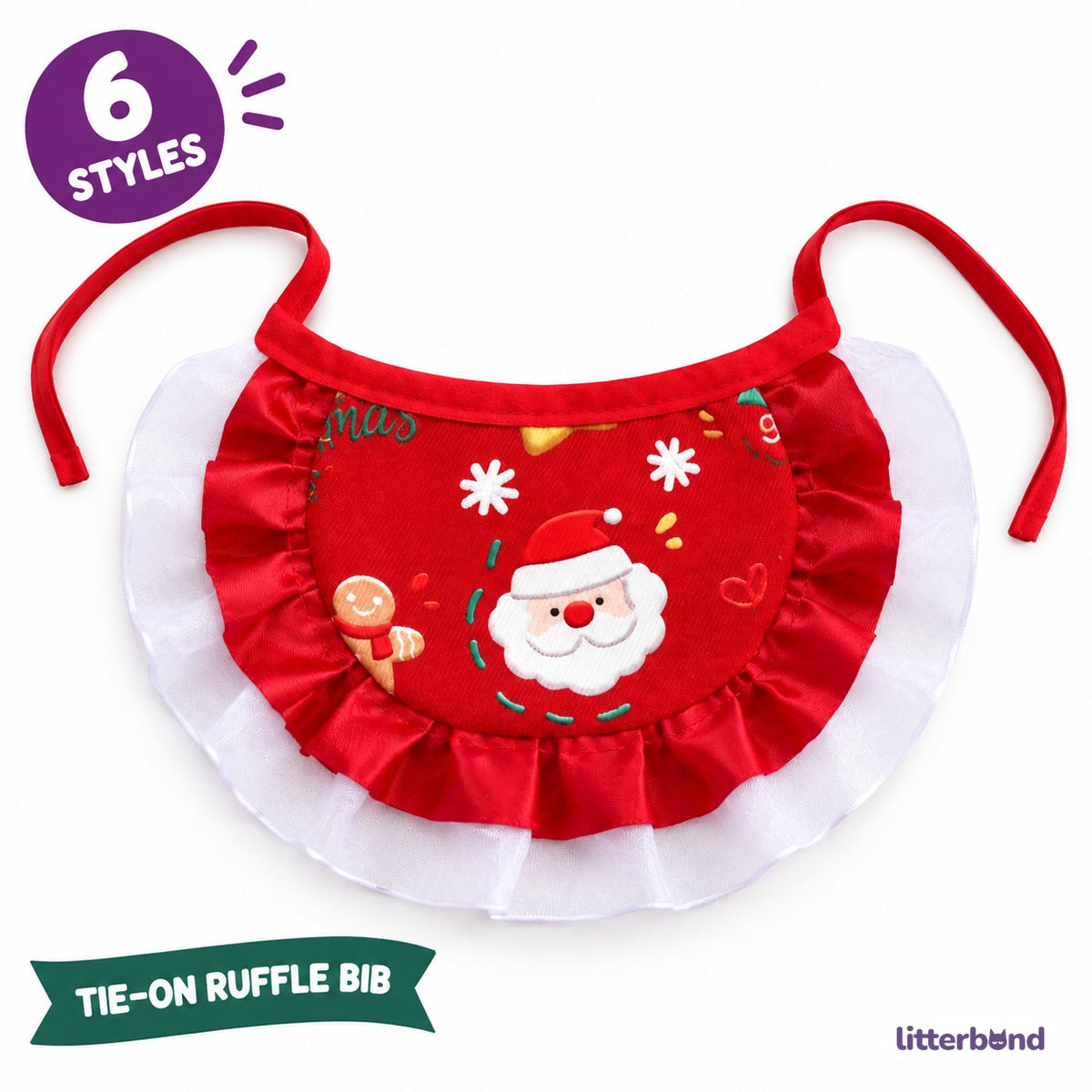 Christmas Print Ruffle Bib