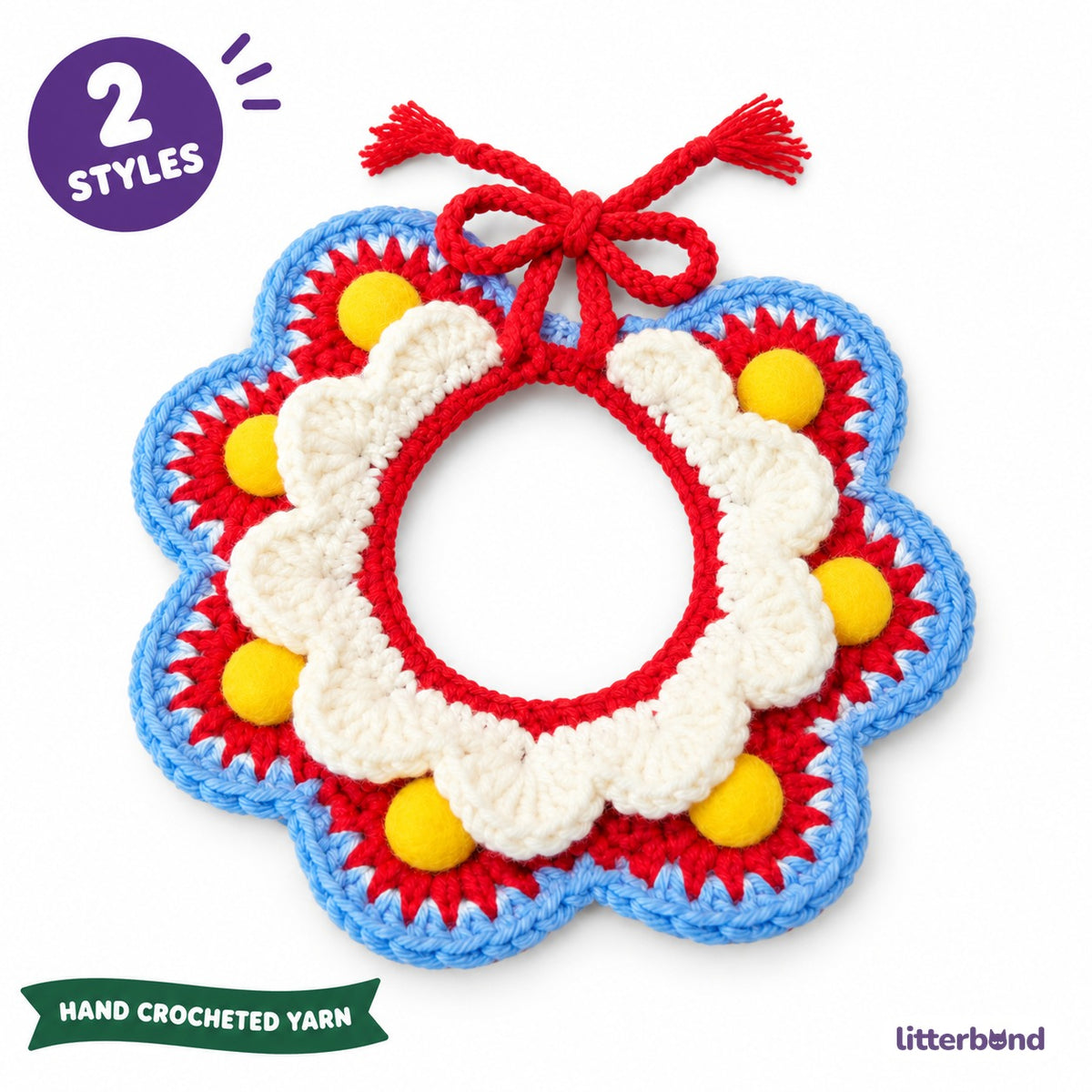 Felt Dot Ruffle Crochet Collar