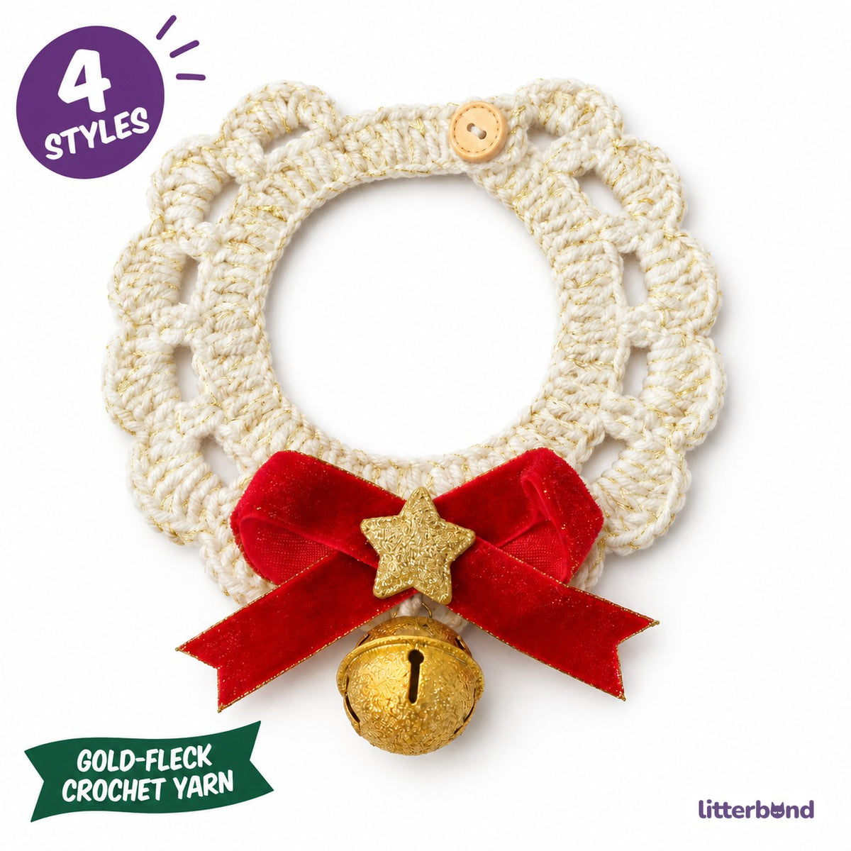 Velvet Bow Crochet Lace Collar