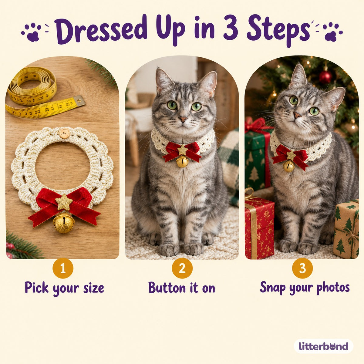 Velvet Bow Crochet Lace Collar - how to put it on