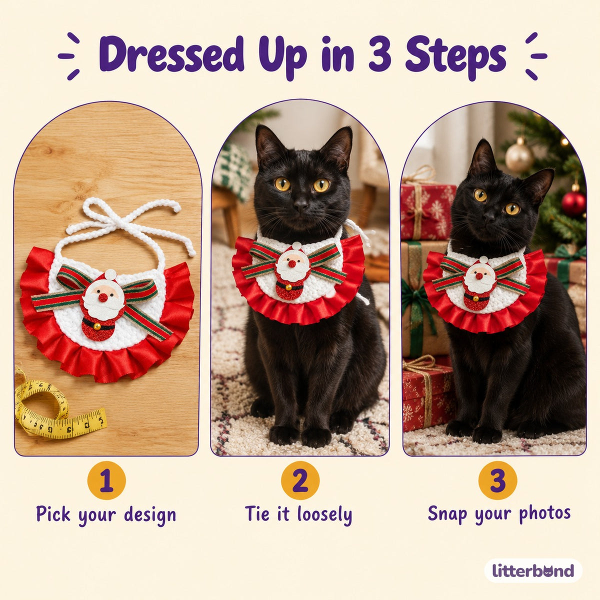 Glitter Patch Satin Ruffle Bib - how to put it on