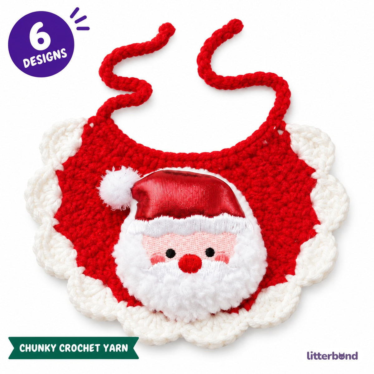 Red Crochet Plush Patch Bib