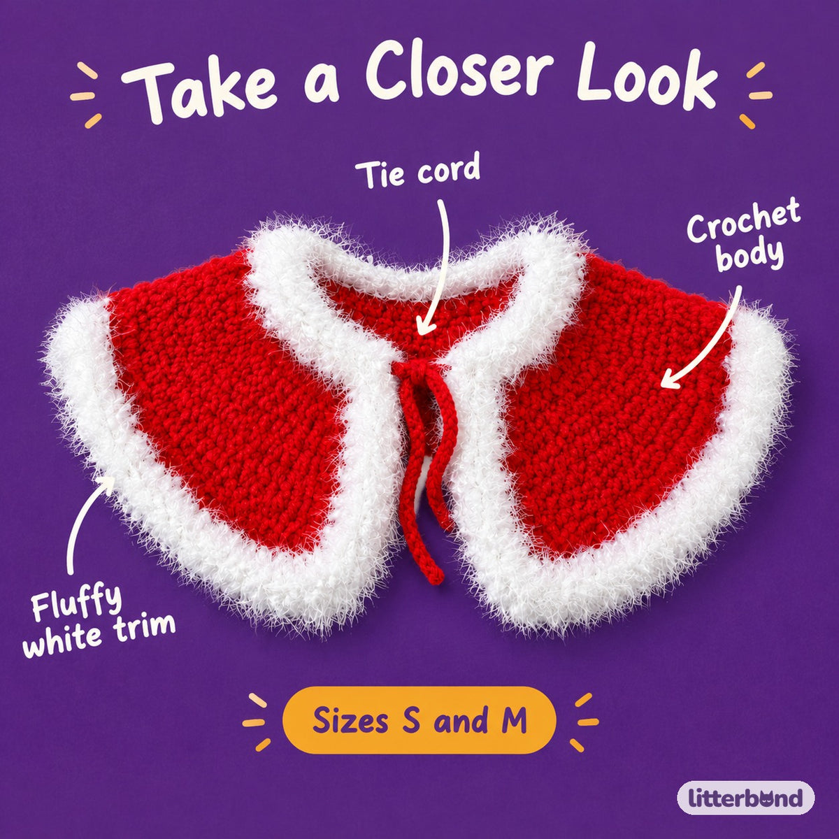 Fluffy Trim Christmas Cape - close-up details