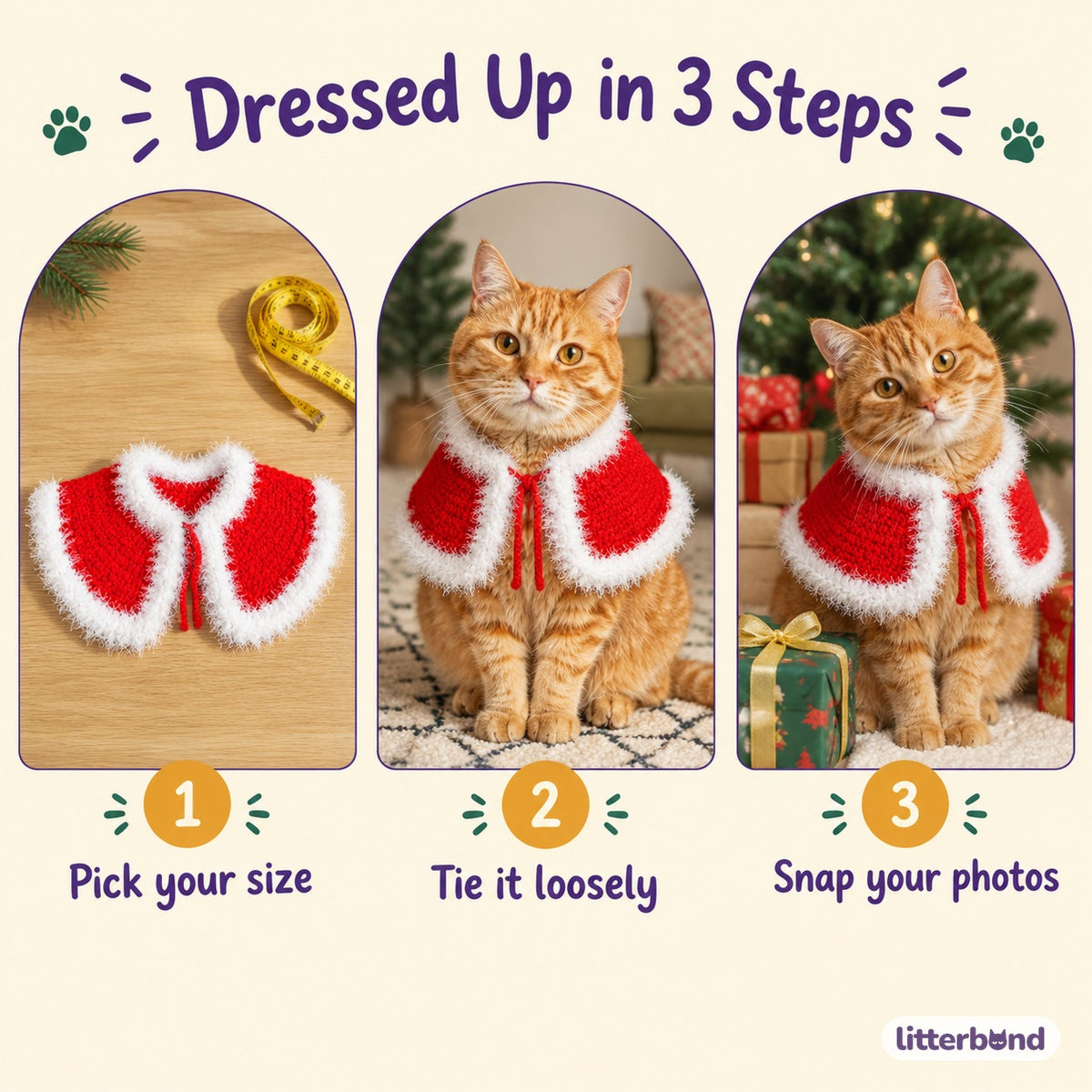 Fluffy Trim Christmas Cape - how to put it on