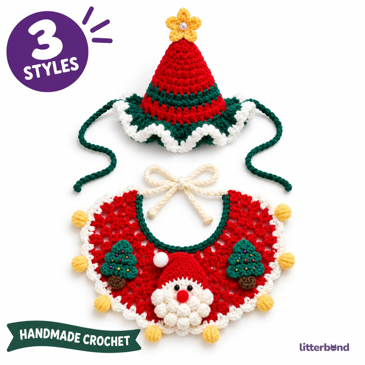 Elf & Tree Hat & Collar Set