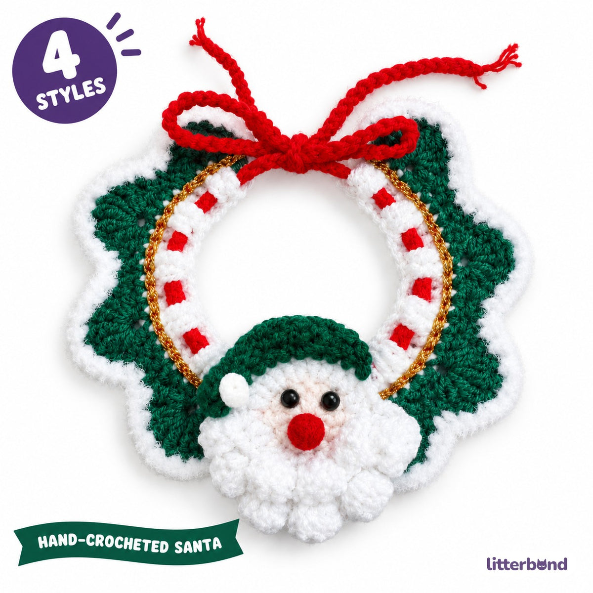 Gold-Thread Santa Wreath Collar