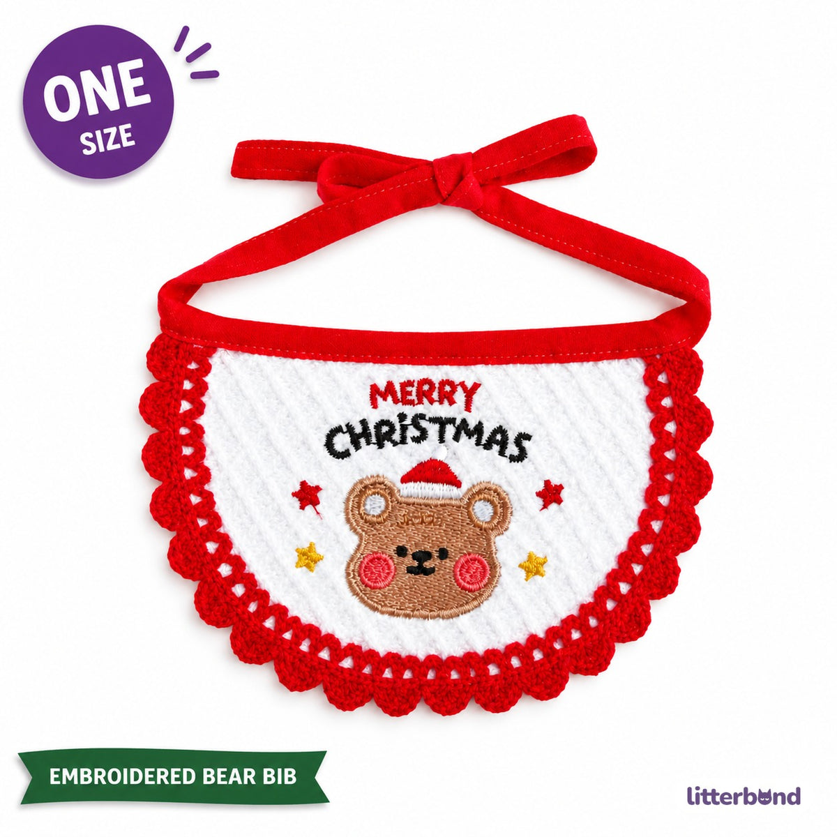 Merry Christmas Bear Bib